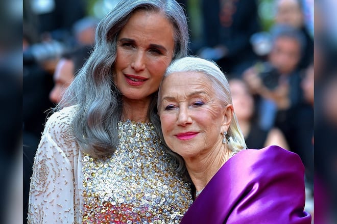 Sie stehen zu ihrem Alter: Andie MacDowell und Helen Mirren zeigen auf dem roten Teppich graue Haare im Doppelpack.