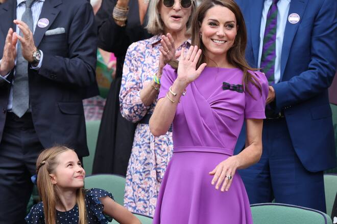 Prinzessin Kate mit ihrer Tochter Prinzessin Charlotte beim Herren-Finale von Wimbledon.