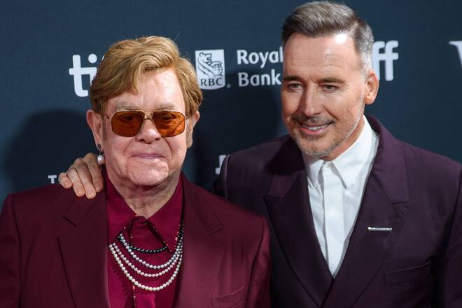 Elton John (l.) mit seinem Ehemann David Furnish auf dem Toronto International Film Festival.