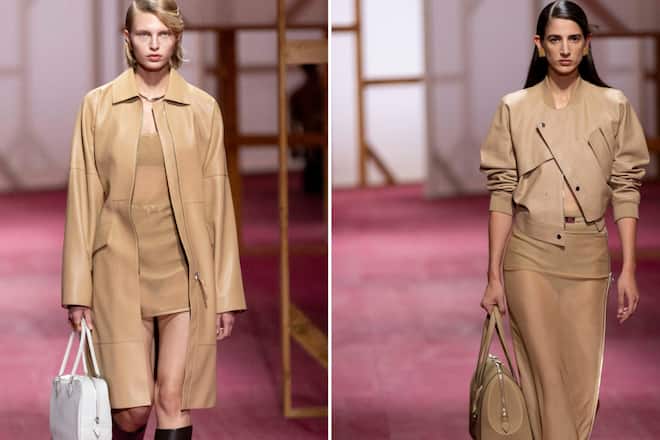 Bei der Frühjahrs-/Sommer-Modenschau für 2025 von Hermès war Camel eine der dominierenden Farben auf dem Laufsteg.