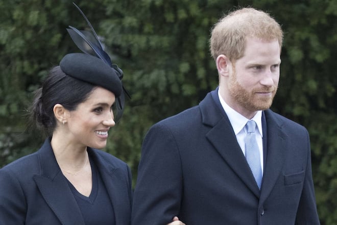 Prinz Harry und Herzogin Meghan nach dem Weihnachtsgottesdienst in Sandringham im Jahr 2018.