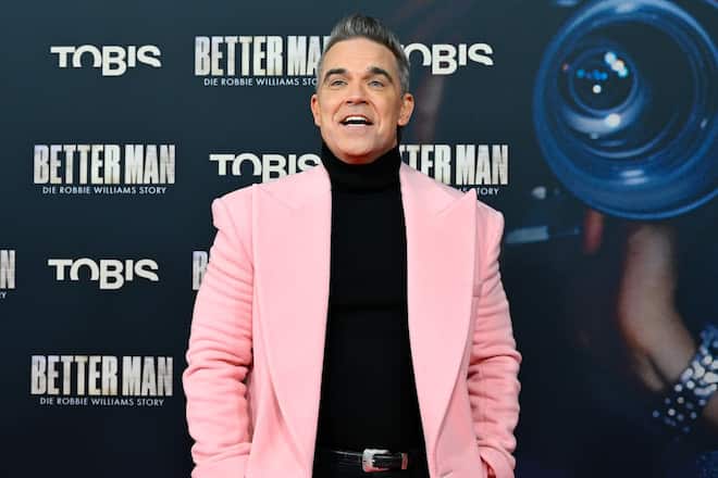 Gut gelaunt: Robbie Williams auf der Deutschlandpremiere von «Better Man».
