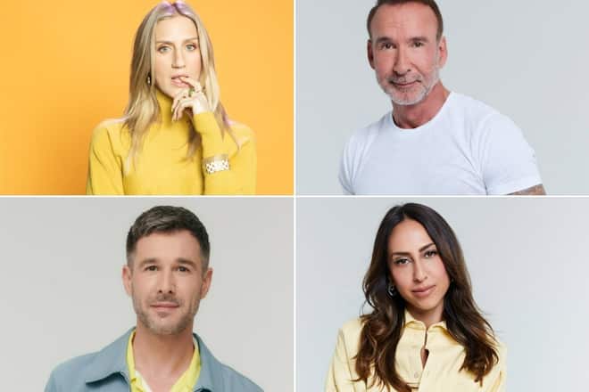 Elena Gruschka, Jochen Bendel, Jochen Schropp und Melissa Khalaj (v.l.o.n.r.u.) führen als Moderationsteam durch «Big Brother - Die Show».