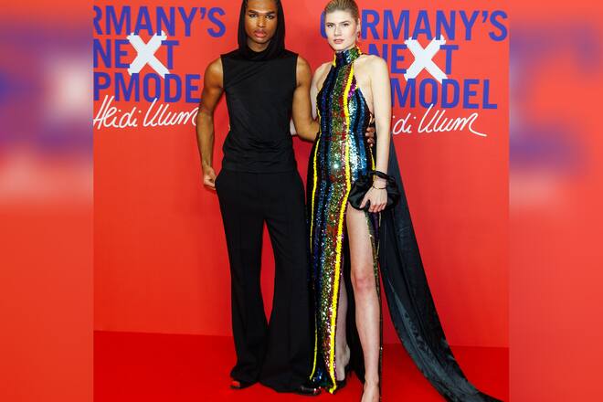 «Germany's next Topmodel»-Vorjahressieger Jermaine und Lea beim Vorschau-Event in Berlin.