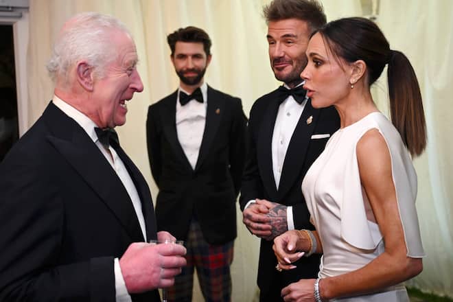 König Charles hatte sichtlich Freude an der Begegnung mit den Beckhams.