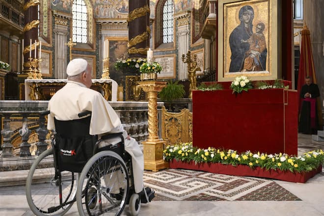 Papst Franziskus in seiner Lieblingsbasilika Santa Maria Maggiore - dort wird er am Samstag auch seine letzte Ruhestätte finden.