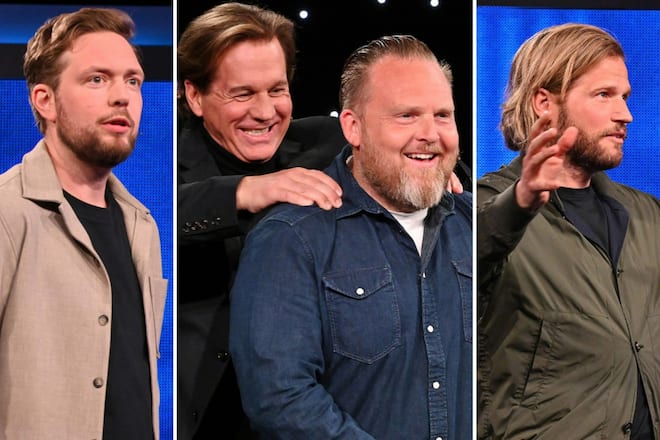 «Gefragt - Gejagt: Quiz-Marathon mit Alexander Bommes» diesmal unter anderem mit (v.l.): Bastian Bielendorfer, Thomas Heinze, Axel Stein und Sebastian Ströbel.