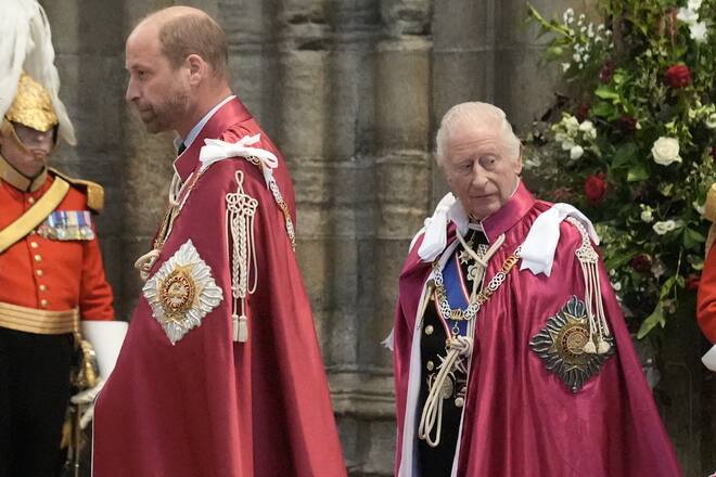 Prinz William und König Charles bei dem Gottesdienst in der Westminster Abbey.