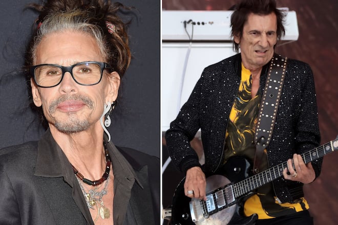 Steven Tyler (l.) und Ronnie Wood teilten sich bei dem Musikevent die Bühne.