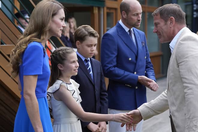 Prinzessin Kate, Prinzessin Charlotte, Prinz George und Prinz William in Wimbledon.