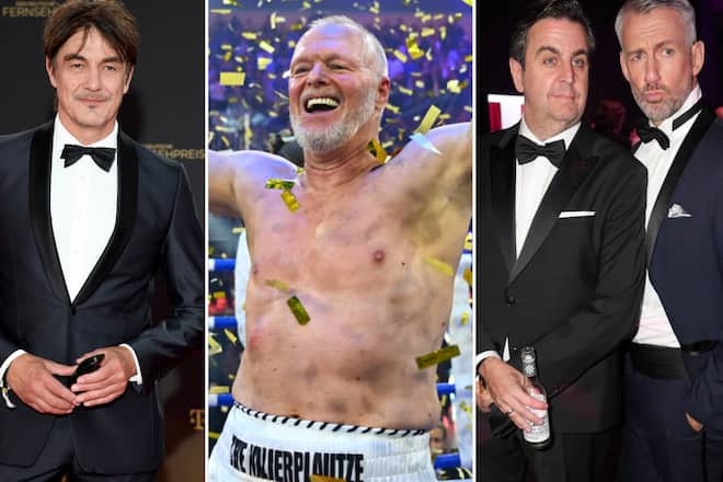 Stefan Raab (Mitte) feierte 2024 ein Comeback: Was halten Matze Knop, Bastian Pastewka und Sebastian Pufpaff (v.l.) davon?