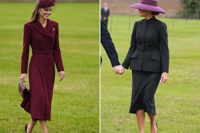 Prinzessin Kate (li.) und Melania Trump erschienen in ähnlichen Silhouetten.