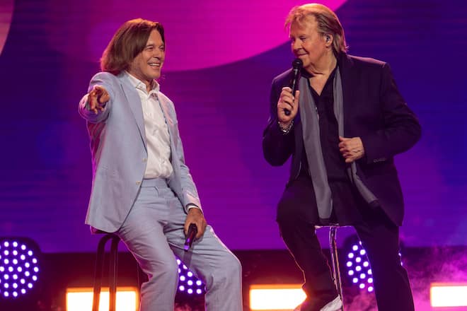 Jürgen Drews (l.) und Howard Carpendale in der «Giovanni Zarrella Show».