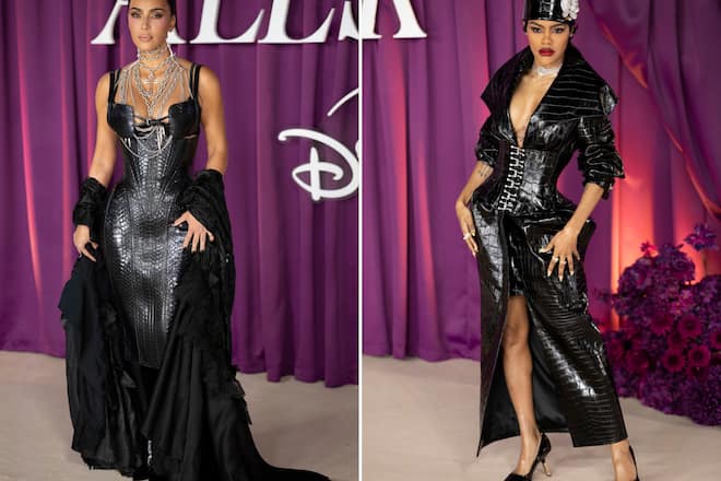 Kim Kardashian und ihre Kollegin Teyana Taylor im düsteren Partnerlook.