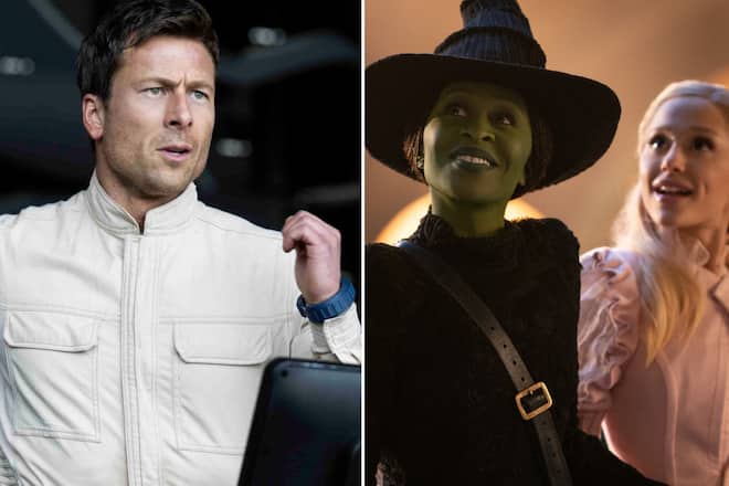 Glenn Powell muss in «The Running Man» ums Überleben kämpfen - Ariana Grande (r.) und Cynthia Erivo bekommen es derweil wieder mit dem Zauberer von Oz zu tun.
