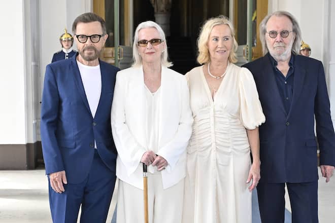 Björn Ulvaeus, Anni-Frid Lyngstad, Agnetha Fältskog und Benny Andersson (v.l.) 2024 in Stockholm.