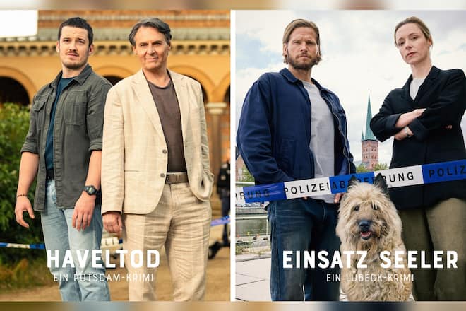 Wolfgang Bahro (2.v.l.) und Sebastian Ströbel (r.) ermitteln am «Tödlichen Dienst-Tag» - mit Unterstützung von Felix Kreutzer (l.) und Friederike Linke.