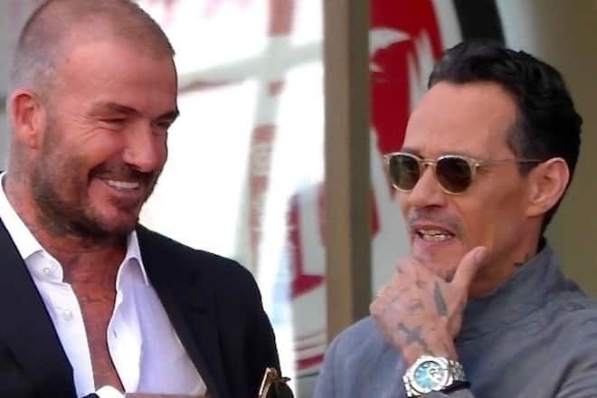 Marc Anthony (r.) und David Beckham sind seit Jahren befreundet.