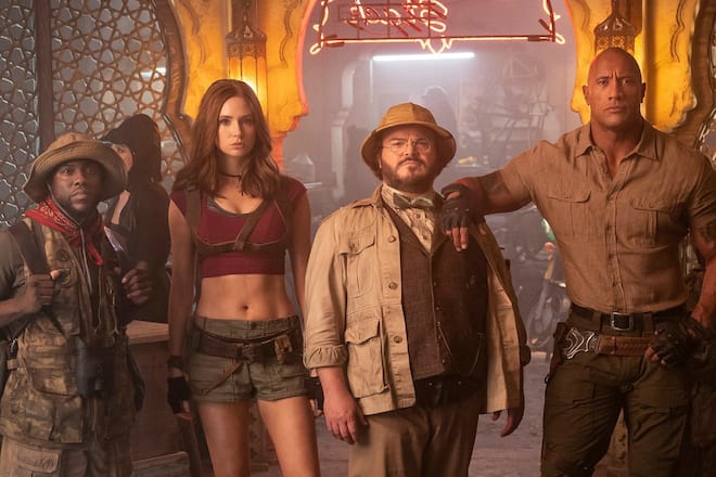 Bereit für Teil 3: Kevin Hart, Karen Gillan, Jack Black und Dwayne Johnson (v.r.) in «Jumanji: The Next Level» (2019)