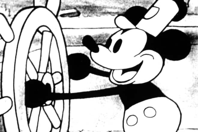 Micky Mouse im Zeichentrickfilm «Steamboat Willie» aus dem Jahr 1928.