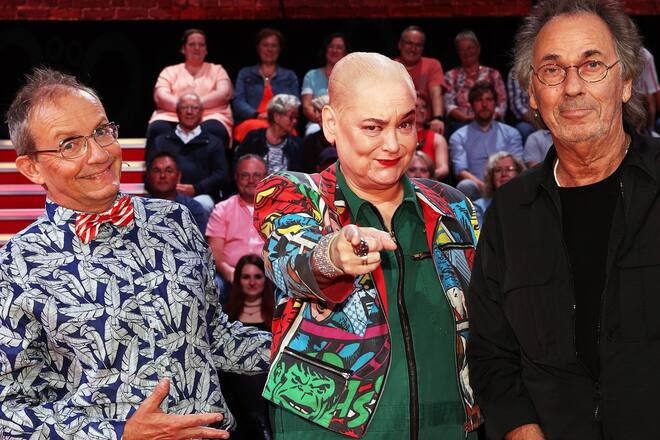 Wigald Boning (l.) und Hella von Sinnen gehören fest zum Rateteam bei der Sendung «Genial daneben», die von Hugo Egon Balder moderiert wird.