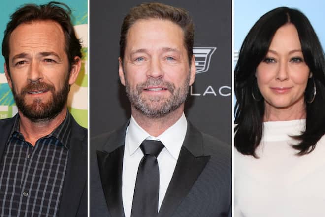 Luke Perry, Jason Priestley (Mitte) und Shannen Doherty waren drei der Stars der US-Serie «Beverly Hills, 90210».