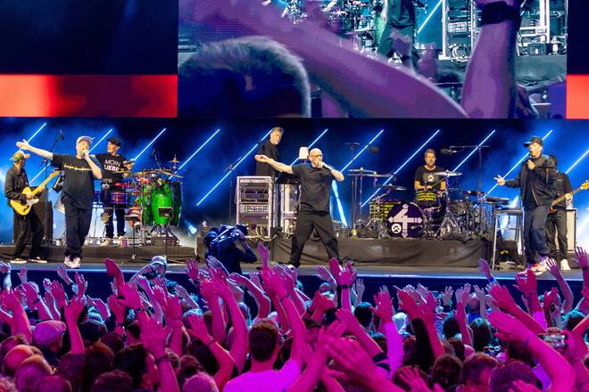 Die Fantastischen Vier bei ihrem Auftritt am Donnerstagabend auf der Digital X in Köln.