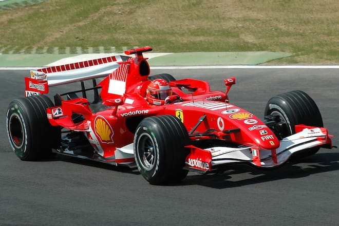 Michael Schumacher 2006 beim Training mit seinem 248 F1 beim San Marino Grand Prix.