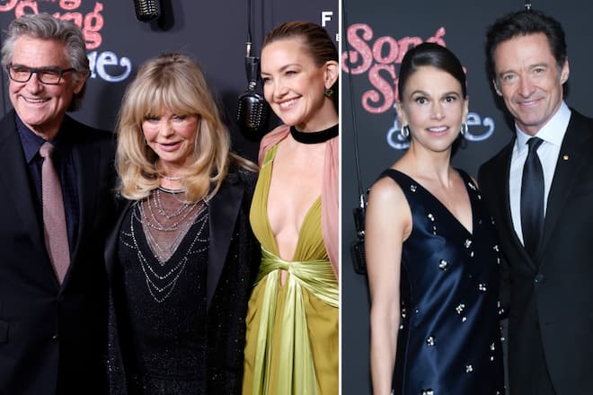 Kurt Russell, Goldie Hawn und Kate Hudson sowie Sutton Foster und Hugh Jackman (v.l.) posierten für die Fotografen.