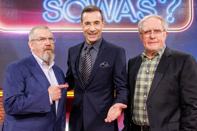 «Wer weiss denn sowas XXL - Das unvorstellbare Wissensquiz mit Kai Pflaume» diesmal unter anderem mit den beiden «Tatort»-Stars Dietmar Bär (l.) und Harald Krassnitzer.