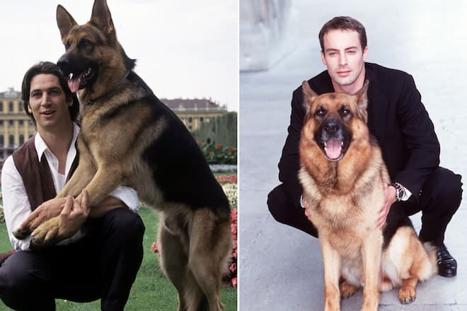 Tobias Moretti (li.) und Gedeon Burkhard waren die ersten beiden Kollegen von Schäferhund «Kommissar Rex».