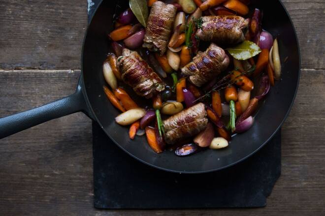 Kalbsrouladen mit Portweingemüse