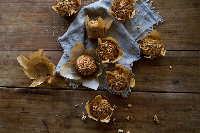 Kürbis Muffins mit Ahornsirup und Walnüssen