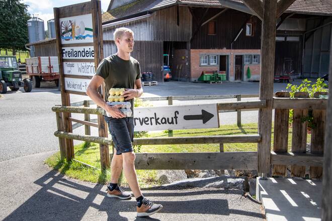 Eierfarm Mühli-Ei von Daniel Fäh in Eugerswilerstrasse 33, 8508 Homburg. Foto: Bernard van Dierendonck