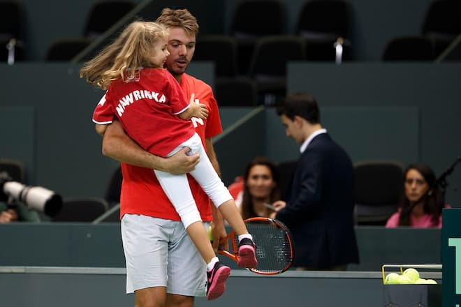 Stan Wawrinka und Tochter Alexia Davis Cup Genf
