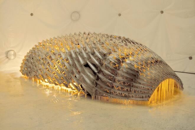 Das mobile Objekt des Autos wird gefangen in einem Panzer aus Eis.