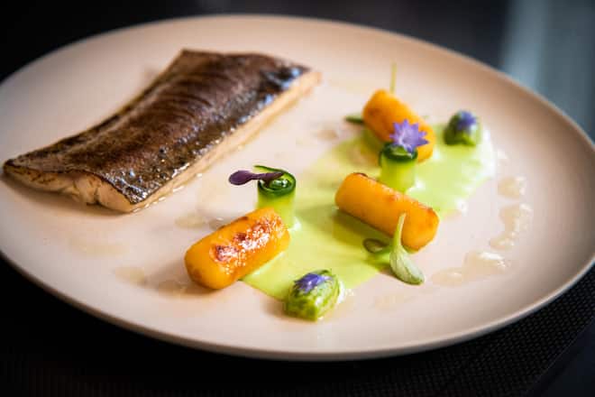 Roger Federer, (Nur für die einmalige Veröffentlichung !!!) Mercedes Kochduell, Reportage, Team Ravet Forelle mit Bratapfel, SI 32/2021