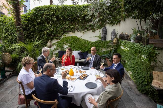 Stammtisch Locarno, Alain Berset, Marco Solari, Yael Meier, Luca Pedrotti, Lilian Grünig Louis, Doris Schmid