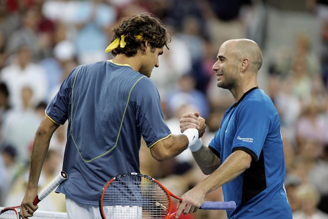 Roger Federer, Rücktritt Gallery, 04, 2005 US Open Andre Agassi
