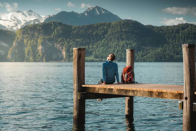 Musiker Marco Kunz, wandern auf der Rigi. 14. Mai 2021. Copyright: Marco Schnyder