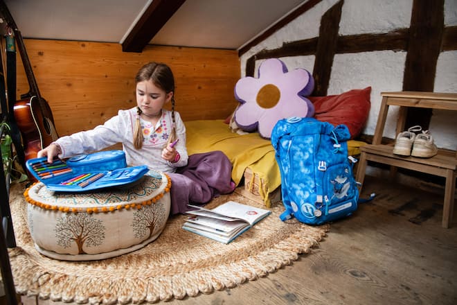 <p>«Den Rucksack habe ich mit meinem Berner Gotti Trix ausgesucht», sagt Lotta. Nach den Sommerferien geht die Sechsjährige zur Schule.</p>
