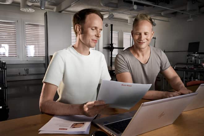 <p>Nils Heiniger (l.) und Patrick Legenstein arbeiten als Rezeptautoren für Betty Bossi.</p>