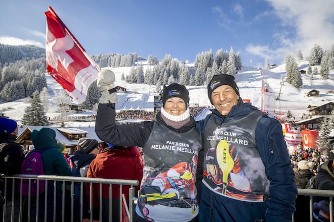 Gleich zwei Kinder im Weltcup: Die Eltern von Loïc, Jacques und Carine Meillard, reisen nicht nur ihm, sondern auch Tochter Mélanie nach.