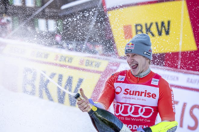 Acht ist Marco Odermatts Lieblingszahl. Strebt er nach dem vierten Sieg am Chuenisbärgli in Folge vier weitere an? «Schauen wir mal», sagt er lachend.