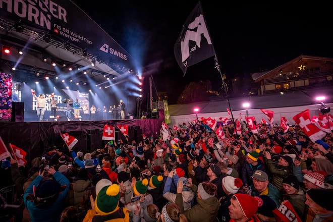 <p>Let’s party! Wengen verzeichnet am Abfahrtssamstag 36 000 Zuschauer im Bergdorf mit rund 1000 Einwohnern.</p>