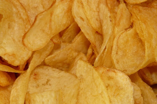 Nahaufnahme von Kartoffelchips