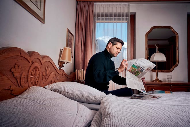 Urs Gredig, Fernsehmoderator, Gredig direkt, Ferienwohnung Davos, Hotel Meierhof, Davoser See, Davos, 2021, Fotos: Geri Born