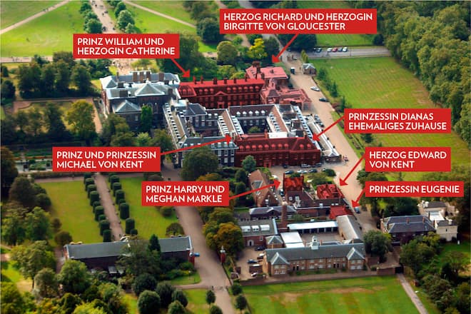 Grafik Kensington Palast wer wohnt wo Meghan Markle Prinz Harry