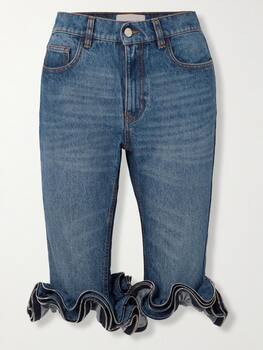 Cropped Ruffle Denim Pants von Coperni
