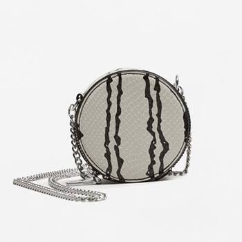 Runde Mini-Tasche mit Schlangenprägung